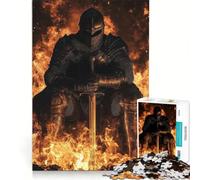 Puzzle per adulti da 1000 pezzi "Il Cavaliere di Fuoco" Fantasy gioco rompicapo antistress lista dei desideri con Babbo Natale 38x26cm