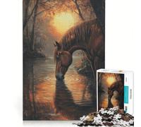 Puzzle per adulti da 1000 pezzi "Il cavallo e il fiume" gioco rilassante sfida impegnativa per rafforzare l'amore tra le coppie 38x52cm