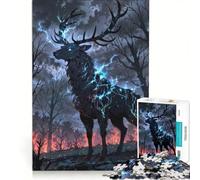 Puzzle per adulti da 1000 pezzi "Il Cervo Fulmine delle Tempeste" gioco pratico divertente e spiritoso ideale come idea regalo con Babbo Natale 50x75cm