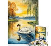 Puzzle per adulti da 1000 pezzi "Il cigno nel lago" Gioco rilassante per le vacanze a casa ideale per passare il tempo decorazione domestica regalo perfetto per tutta la famiglia (50x75cm)