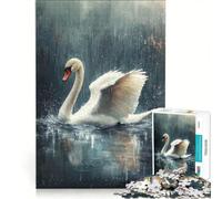 Puzzle per adulti da 1000 pezzi "Il cigno sotto la pioggia" - Gioco pratico per le vacanze a casa ideale per passare il tempo e rafforzare l'amore di coppia 50x75cm