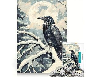 Puzzle per adulti da 1000 pezzi "Il corvo e la luna d'inverno" giocattolo educativo ideale per passare il tempo durante le vacanze regalo di compleanno regalo 50x75cm