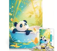 Puzzle per adulti da 1000 pezzi: Il cucciolo di panda e la vasca da bagno nella giungla Un gioco pratico divertente e spiritoso perfetto anche come decorazione da scrivania 38x52cm
