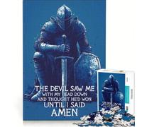 Puzzle per adulti da 1000 pezzi "Il diavolo pensava di aver vinto Amen Cavaliere Inginocchiato Cristiano" gioco interattivo interazione genitore-figlio ideale come regalo per tutta la famiglia 38x52cm