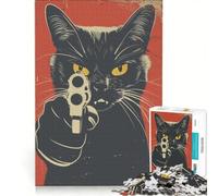 Puzzle per adulti da 1000 pezzi "Il gatto arrabbiato vintage" gioco rompicapo assemblaggio di modelli ottimo regalo per gli appassionati di videogiochi 50x75cm