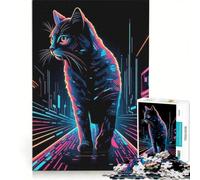 Puzzle per adulti da 1000 pezzi "Il gatto attraverso il sistema", gioco rilassante, impegnativo da completare, lista dei desideri con Babbo Natale 50x75cm