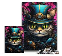 Puzzle per adulti da 1000 pezzi "Il gatto col cappello" in cartone, dimensioni 26x38cm, gioco di sfida mentale per adolescenti e interazione familiare