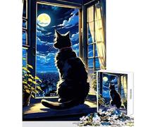 Puzzle per adulti da 1000 pezzi Il gatto seduto alla finestra Puzzle da 1000 pezzi Giochi educativi Ottimi regali e giocattoli Corsa di velocità manuale (50x75cm)