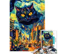 Puzzle per adulti da 1000 pezzi "Il gatto sulla città" puzzle per ragazzi giocattolo antistress taglio di precisione regalo per amici e familiari (dimensioni 50x75cm)