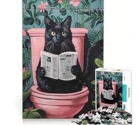 Puzzle per adulti da 1000 pezzi "Il gatto va in bagno", gioco rilassante, impegnativo da completare, da aggiungere alla lista dei desideri con Babbo Natale 38x52cm