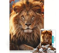 Puzzle per adulti da 1000 pezzi "Il leone nello splendore autunnale" gioco rilassante sfida impegnativa per rafforzare l'amore tra le coppie 50x75cm