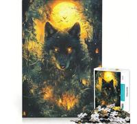 Puzzle per adulti da 1000 pezzi "Il lupo nella foresta" gioco rompicapo difficile ideale come regalo per tutta la famiglia 38x26cm