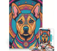 Puzzle per adulti da 1000 pezzi: Il miglior mandala con cani gioco rompicapo antistress lista dei desideri con Babbo Natale 38x26cm