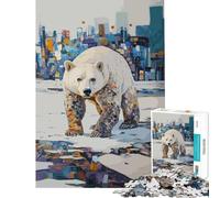 Puzzle per adulti da 1000 pezzi "Il mio habitat orso polare in un paesaggio urbano" Gioco stimolante ed educativo perfetto come decorazione e regalo divertente (dimensioni 50x75cm)