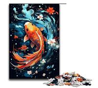 Puzzle per adulti da 1000 pezzi il pesce Koi è circondato da schizzi in stile puzzle giocattoli divertenti 75x50 cm