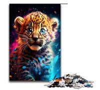 Puzzle per adulti da 1000 pezzi il piccolo leopardo è circondato da schizzi Molti puzzle colorati giochi educativi per la casa giocattoli fai da te ottimo regalo per i giochi 75x50 cm