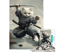 Puzzle per adulti da 1000 pezzi "Il potere del gatto samurai" Gioco divertente e coinvolgente per coltivare la pazienza Ottimo regalo e decorazione per la casa (dimensioni 38x52cm)