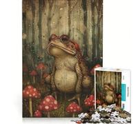 Puzzle per adulti da 1000 pezzi "Il rospo nei funghi" un gioco pratico divertente e spiritoso ideale come decorazione da scrivania 38x52cm