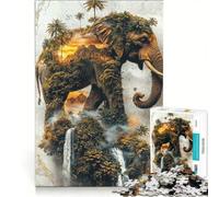 Puzzle per adulti da 1000 pezzi "Il Sacro Dominio dell'Elefante", gioco rilassante, difficile, lista dei desideri con Babbo Natale 50x75cm
