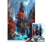Puzzle per adulti da 1000 pezzi "Il Santuario delle Cascate Cremisi" gioco pratico impegnativo da completare collezione d'artista belle arti 38x52cm