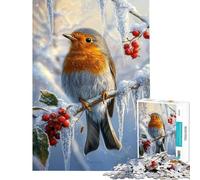 Puzzle per adulti da 1000 pezzi Il trespolo del pettirosso invernale gioco per famiglie compleanni e Natale (dimensioni 38x52cm)