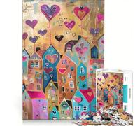 Puzzle per adulti da 1000 pezzi "Il villaggio pieno d'amore" gioco rilassante sfida impegnativa per rafforzare l'amore tra le coppie 50x75cm