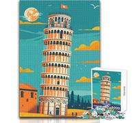 Puzzle per adulti da 1000 pezzi, illustrazione della Torre pendente di Pisa, gioco di sfida unico, decorazione artistica per la casa, regalo per compleanni, dimensioni 50x75cm