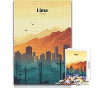 Puzzle per adulti da 1000 pezzi, illustrazione dello skyline di Lima, gioco di sfida unico, decorazione artistica per la casa, regalo per compleanni, dimensioni 38x26cm