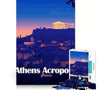 Puzzle per adulti da 1000 pezzi,illustrazione di Atene,Acropoli,Grecia,paesaggio notturno,bordi perfetti,divertente gioco per allenare la mente,momento di relax e divertimento,scena natalizia 38x52cm