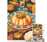 Puzzle per adulti da 1000 pezzi,illustrazione di cibo colorato con piatti di riso,decorazione per la casa,giocattoli,regalo per compleanni,gioco impossibile,migliora l'amore tra coppie,38x26cm