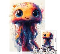 Puzzle per adulti da 1000 pezzi illustrazione di una simpatica medusa decorazione per la casa giocattoli regali di compleanno gioco rompicapo allena il cervello e le mani dimensioni 38x26cm
