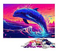 Puzzle per adulti da 1000 pezzi immersione con i delfini puzzle in legno per adulti ottimi regali per Natale (dimensioni 75x50 cm)