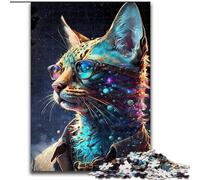 Puzzle per adulti da 1000 pezzi in legno raffigurante il gatto della savana, rompicapo ad alta difficoltà per adolescenti, 50x75cm, gioco interattivo per famiglie