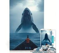 Puzzle per adulti da 1000 pezzi Incontro con le balene in mare Giochi divertenti e rilassanti per la mente Lista dei desideri con Babbo Natale 38x26cm