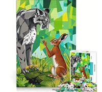 Puzzle per adulti da 1000 pezzi "Incontro tra puma e lepre", gioco rompicapo, interazione genitore-figlio, rafforza l'amore tra le coppie 38x52cm