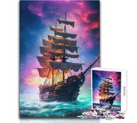 Puzzle per adulti da 1000 pezzi, incredibile gioco pratico con nave pirata, regalo educativo per compleanni, dimensioni 50x75cm