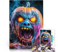 Puzzle per adulti da 1000 pezzi Incubo al neon di Halloween Fatto di legno,per età 14+ Decorazione della casa Gioco Giocattoli Giochi per famiglie, regali di Natale e compleanno。misurare:50x75cm