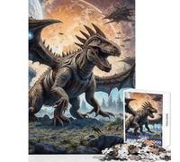 Puzzle per adulti da 1000 pezzi: Invasione cosmica di dinosauri gioco impossibile sfida difficile giocattolo educativo per migliorare l'amore tra le coppie (52x38cm)