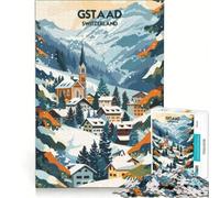Puzzle per adulti da 1000 pezzi "Inverno a Gstaad" gioco rompicapo difficile ideale come regalo per tutta la famiglia 38x52cm