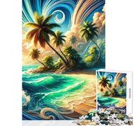 Puzzle per adulti da 1000 pezzi isola tropicale Palm Beach gioco impossibile sfida difficile giocattolo educativo per migliorare l'amore tra le coppie (50x75cm)