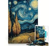 Puzzle per adulti da 1000 pezzi ispirato a "Notte stellata" un paesaggio da dipingere Gioco di logica e abilità Divertimento lento e piacevole Pezzi da collezione artistici con tagli precisi 50x75cm