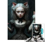 Puzzle per adulti da 1000 pezzi ispirato ad Alice nel Paese delle Meraviglie: Ragazza Gatto e Compagno Felino Puzzle da 1000 pezzi fai-da-te un'opera d'arte un gioco stimolante e divertente