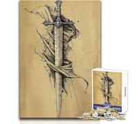 Puzzle per adulti da 1000 pezzi, ispirato al mondo celtico, rompicapo con spade, giochi per famiglie, idee regalo per trascorrere il tempo libero, dimensioni 38x52cm