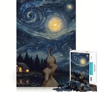 Puzzle per adulti da 1000 pezzi ispirato al paesaggio della Notte Stellata, rompicapo per la casa, immagine da assemblare, regalo memorabile 50x75cm
