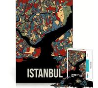 Puzzle per adulti da 1000 pezzi,Istanbul,Turchia,tonalità della terra,mappa della città,ideale per decorazioni,rompicapo,regalo divertente per il tempo libero,regalo di compleanno,hobby (50x75cm)