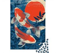 Puzzle Per Adulti Da 1000 Pezzi Japanese Koi Fish Art Print Puzzle Giochi Rilassanti Sfida Difficile Riduzione Dello Stress Regali 52x38cm/1000pcs