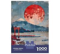 Puzzle Per Adulti Da 1000 Pezzi Japanese Landscape with Full Moon Puzzle Per Adulti Gioco Rompicapo Analisi E Logica Attività Divertenti Da Fare A Casa, 70x50cm/1000pcs