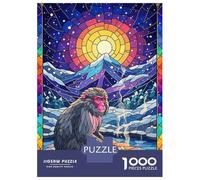 Puzzle Per Adulti Da 1000 Pezzi Japanese Macaque Stained Glass Art Puzzle Per Adulti Giochi Rilassanti Vacanza A Casa Passatempo Regali Unici Per Compleanno E Natale 38x26cm/1000pcs