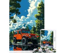 Puzzle per adulti da 1000 pezzi: Jeep arancione in un paesaggio montano Puzzle da 1000 pezzi gioco rilassante regalo per il Secret Santa sfida impegnativa (38x26cm)