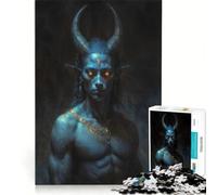 Puzzle per adulti da 1000 pezzi Jinn demone dalla pelle blu con corna antistress per analisi e logica collezione d'artista belle arti 38x52cm